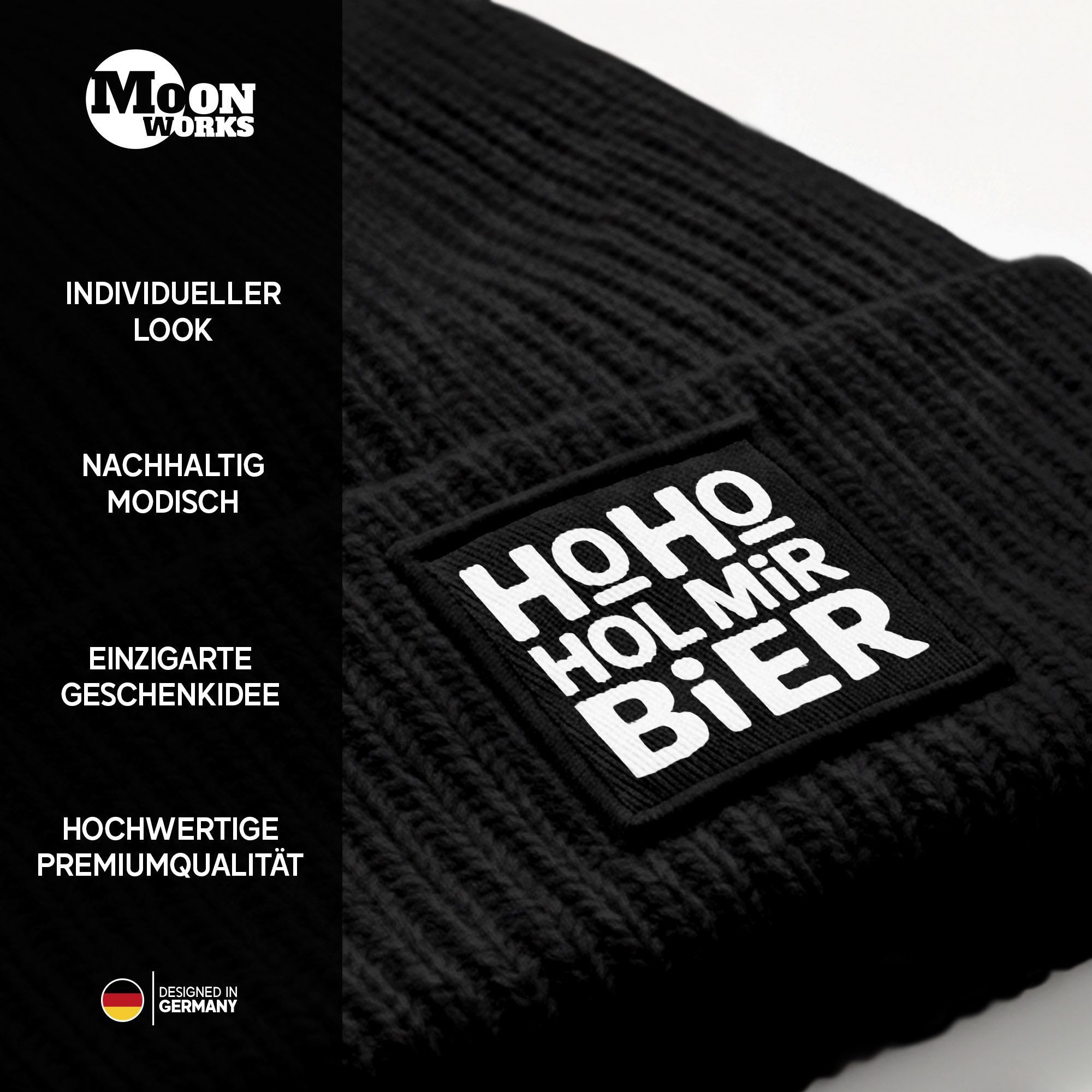 MoonWorks Strickmütze Damen Beanie Strickmütze Spruch Weihnachtsmann Santa Ho Ho Hol mir