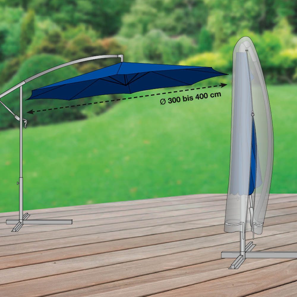 GWM GmbH Gartenmöbel-Schutzhülle Sonnenschirm Ampelschirm 265cm Grau Oxford 600D Wasserdicht
