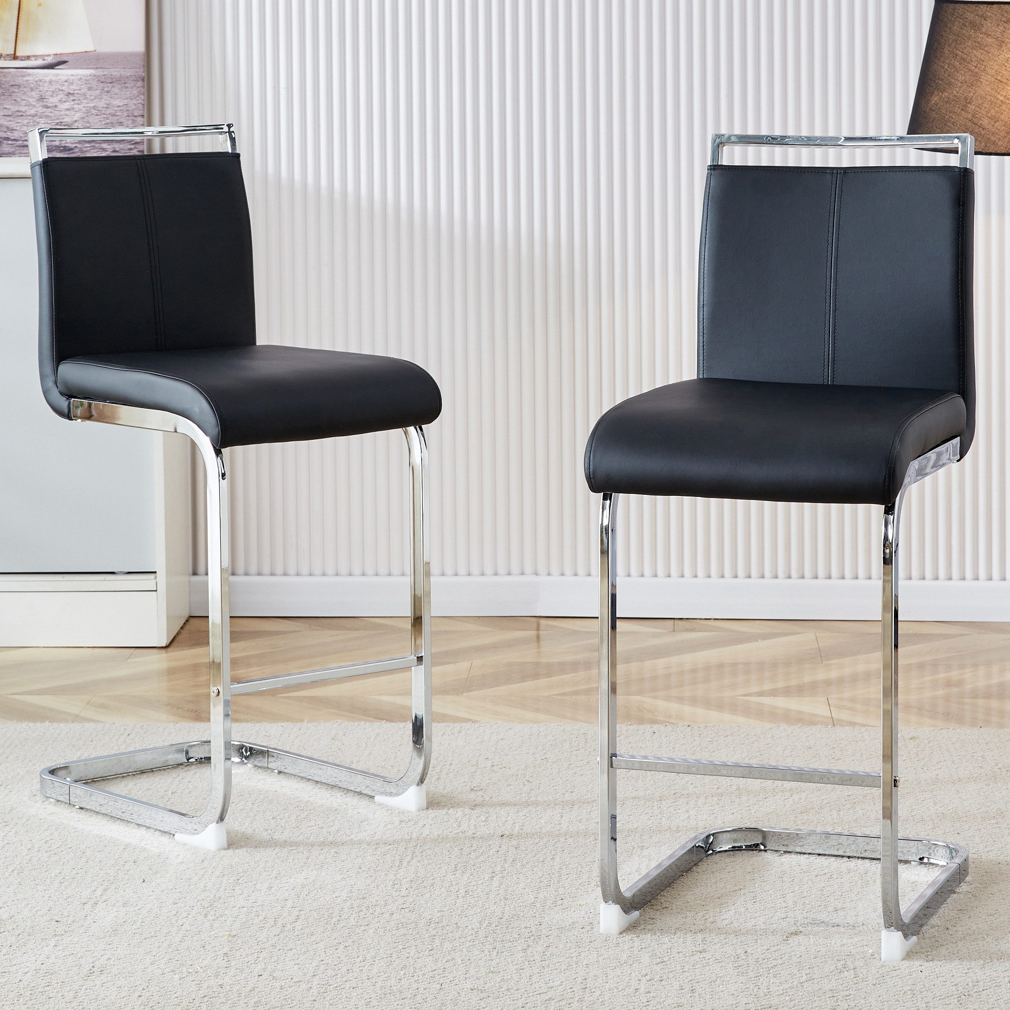 i@home Barhocker Esszimmerstuhl (2er Set), Hergestellt aus hochwertigem Kunstleder mit Metallbeinen
