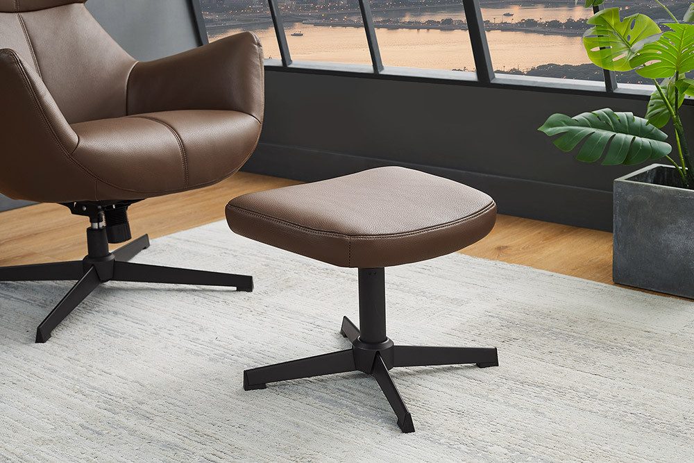 riess-ambiente Fußhocker VOGUE 45cm braun / schwarz - Kunstleder, drehbar, Metallbeine, Modern (Einzelartikel, 1 St), Fußhocker im Industrial Design - ideal für Wohn- und Arbeitsbereiche