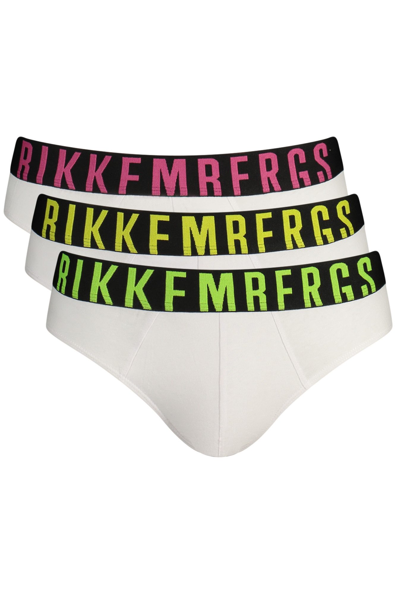 Bikkembergs Boxershorts Stilvoller Herrenslip im 3er-Pack: Weiß mit fluoreszierenden Akzenten