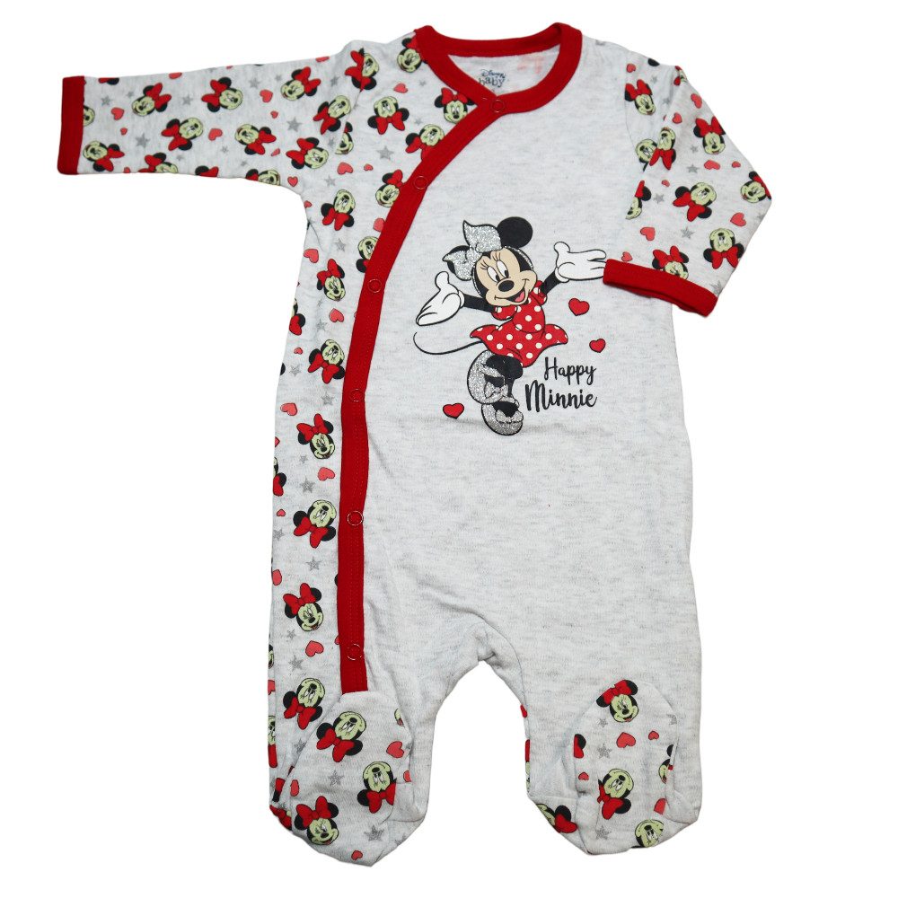 Disney Strampler Disney Minnie Maus Baby Kleinkind Strampler Einteiler Gr. 56 bis 92, 100% baumwolle