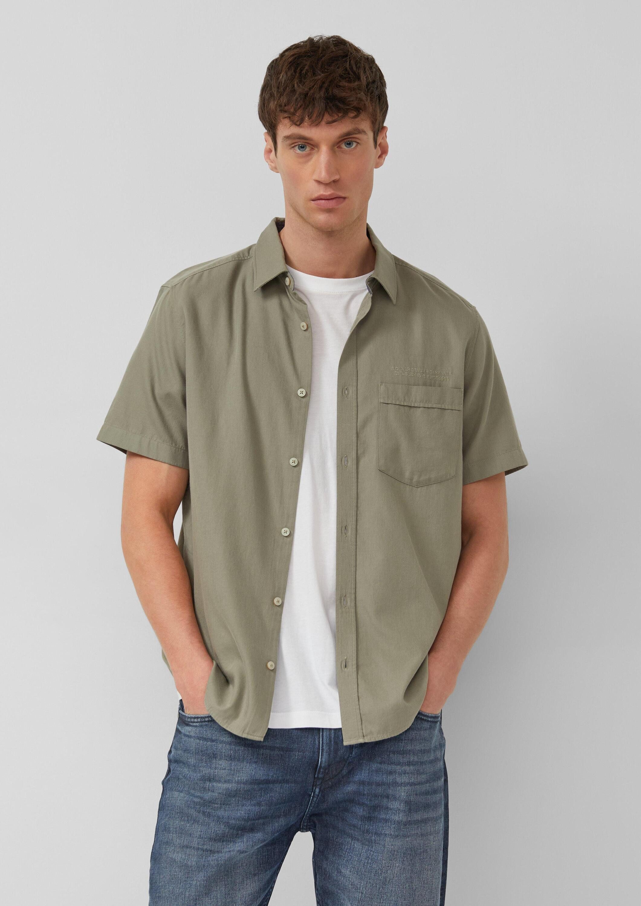 s.Oliver Kurzarmhemd Hemd Regular Fit: Weiches Kurzarmhemd mit Stickerei