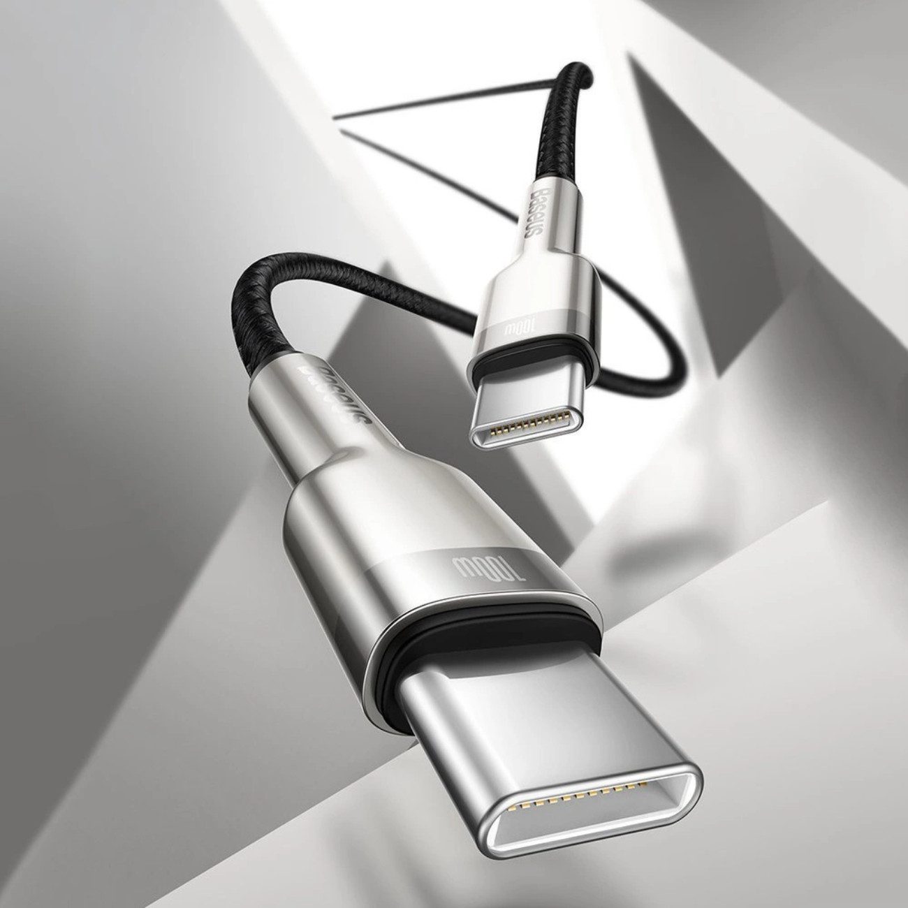 Baseus CATJK-D01 USB-Ladegerät (5000 mA, Einzelartikel, Einzelartikel, USB-C Kabel 100 W, 5 A, 2 m, PD/QC/SCP, geflochten, Zinkgehäuse)