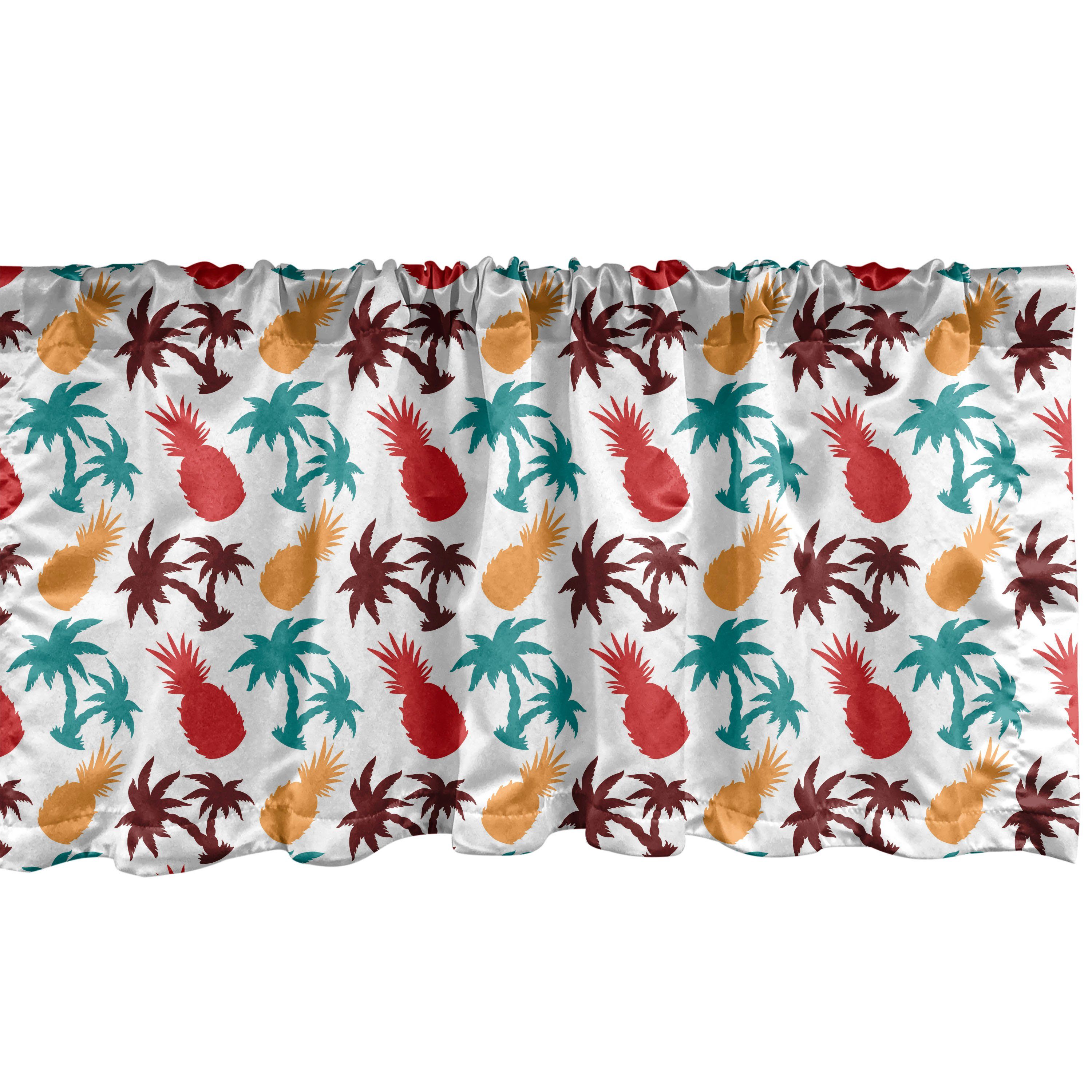Scheibengardine Vorhang Volant für Küche Schlafzimmer Dekor mit Stangentasche, Abakuhaus, Microfaser, Tropisch Palmen-Insel