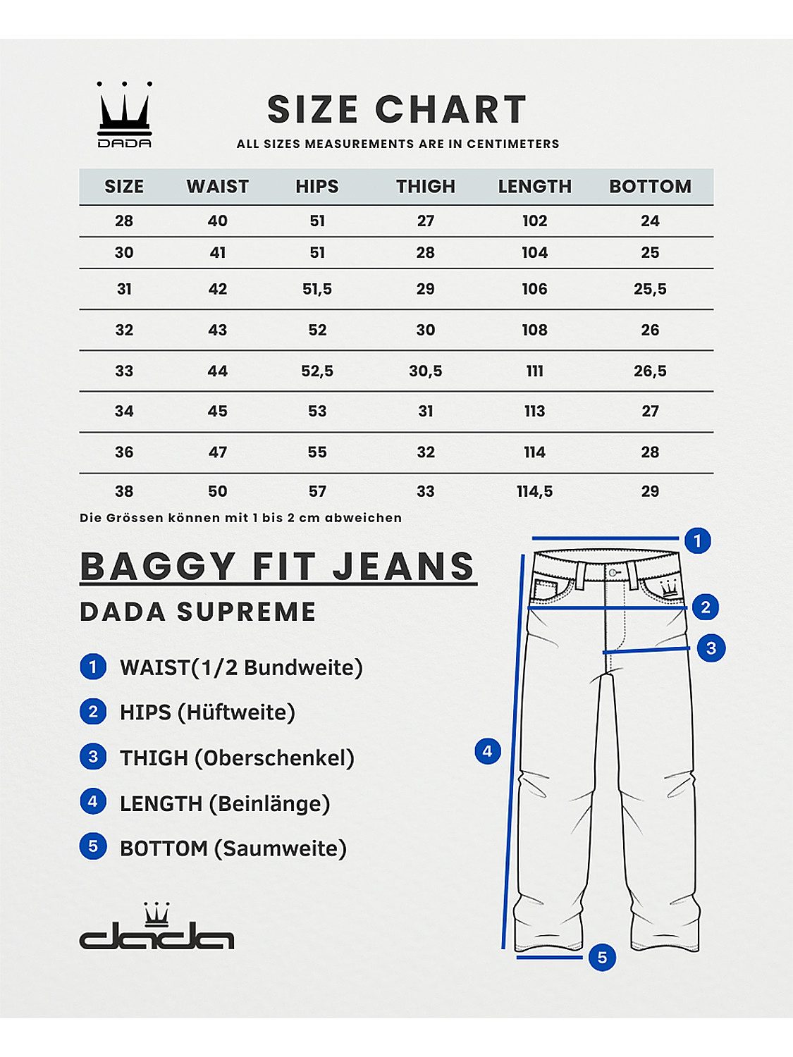 DADA Supreme Regular-fit-Jeans Baggy Fit Utility Look Cuffed für Herren Baumwolle bedruckt atmungsaktiv Reißverschluss casual-Style – Bild 4 von 4