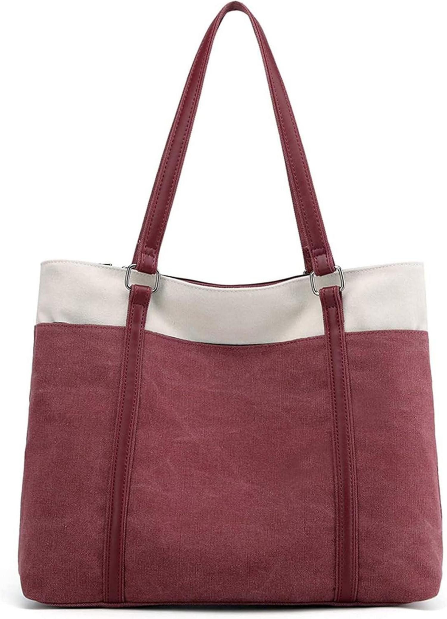 Handtasche Damen Handtasche Canvas Schultertasche Groß Rosa Shopper Elegant