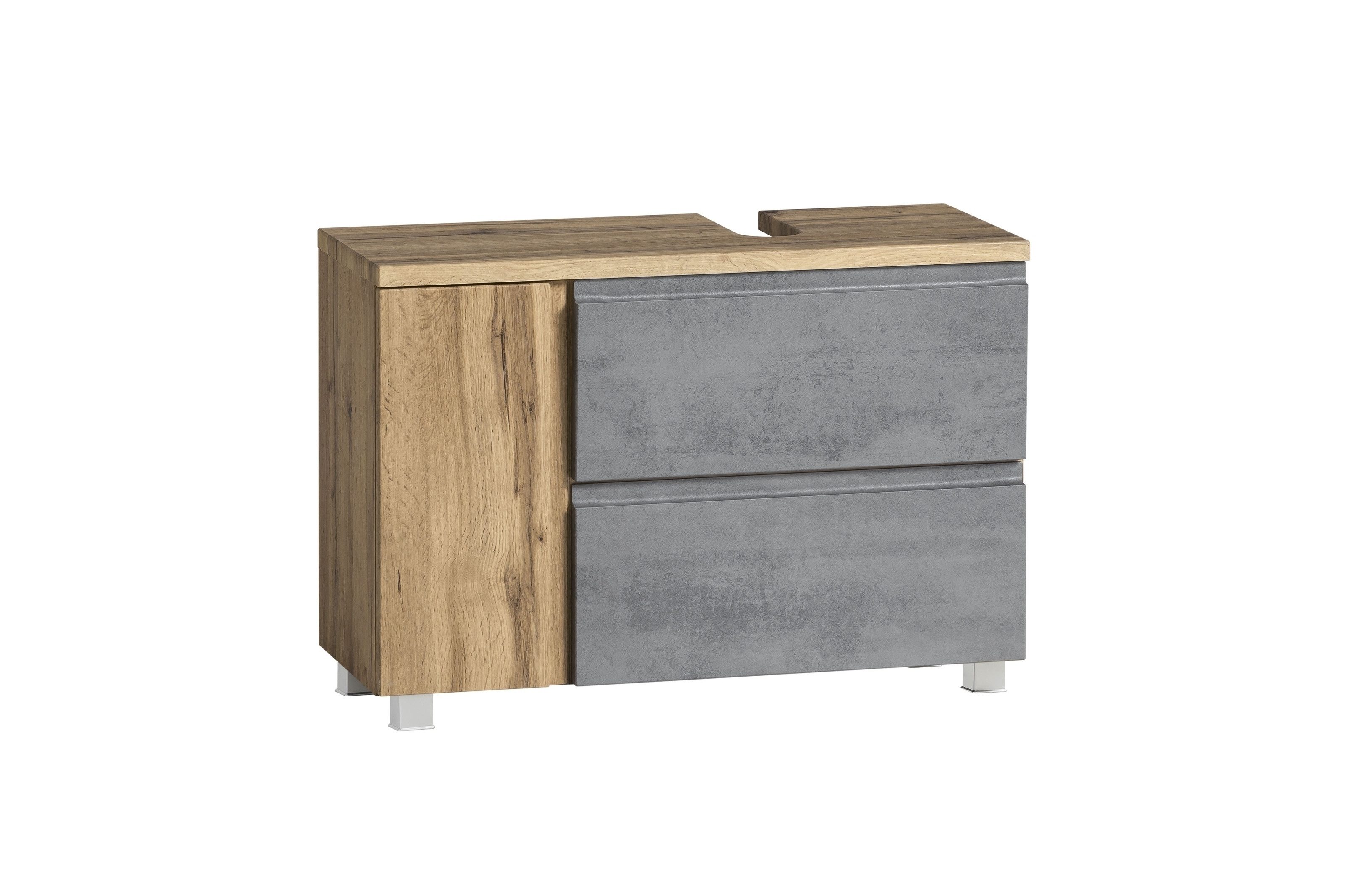 HELD MÖBEL Waschbeckenunterschrank in Betongrau, Wotaneiche, MDF - 85x54x35 (BxHxT)