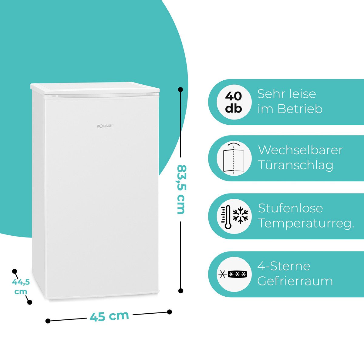 BOMANN Gefrierschrank GS 7256, 83.5 cm hoch, 45 cm breit, Gefrierschrank klein, 4 Sterne-Gefrierfach