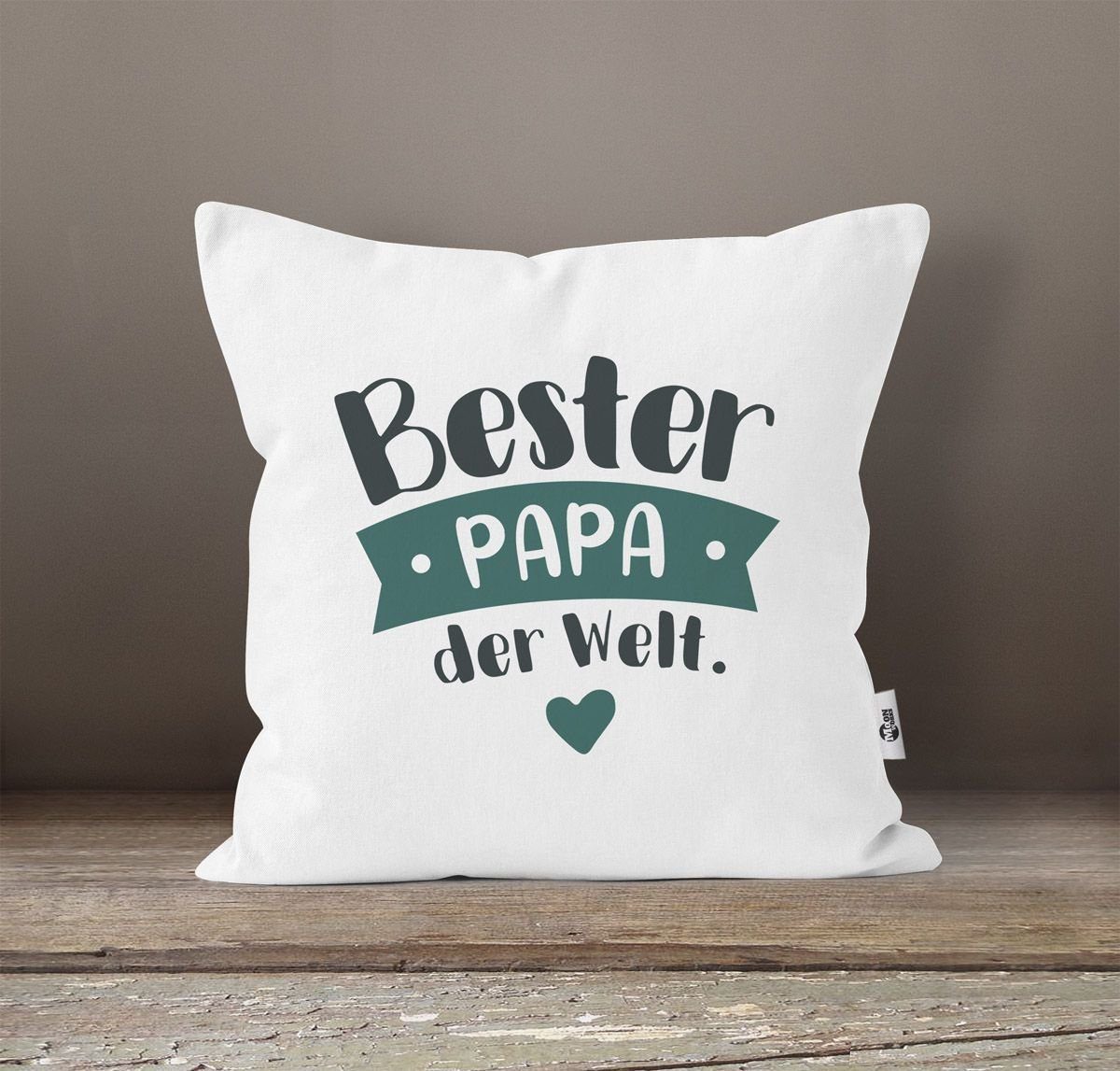 MoonWorks Dekokissen Kissenbezug Beste/r Geschenk Mama/Papa der Petrol Geburtstag Danke Welt Weihnachten Papa Papa Moonworks® Mama sagen Bester weiß