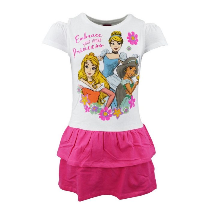 Disney Princess Sommerkleid Disney Prinzessinnen Mädchen Kinder Kleid Gr. 98 bis 128 100% Baumwolle