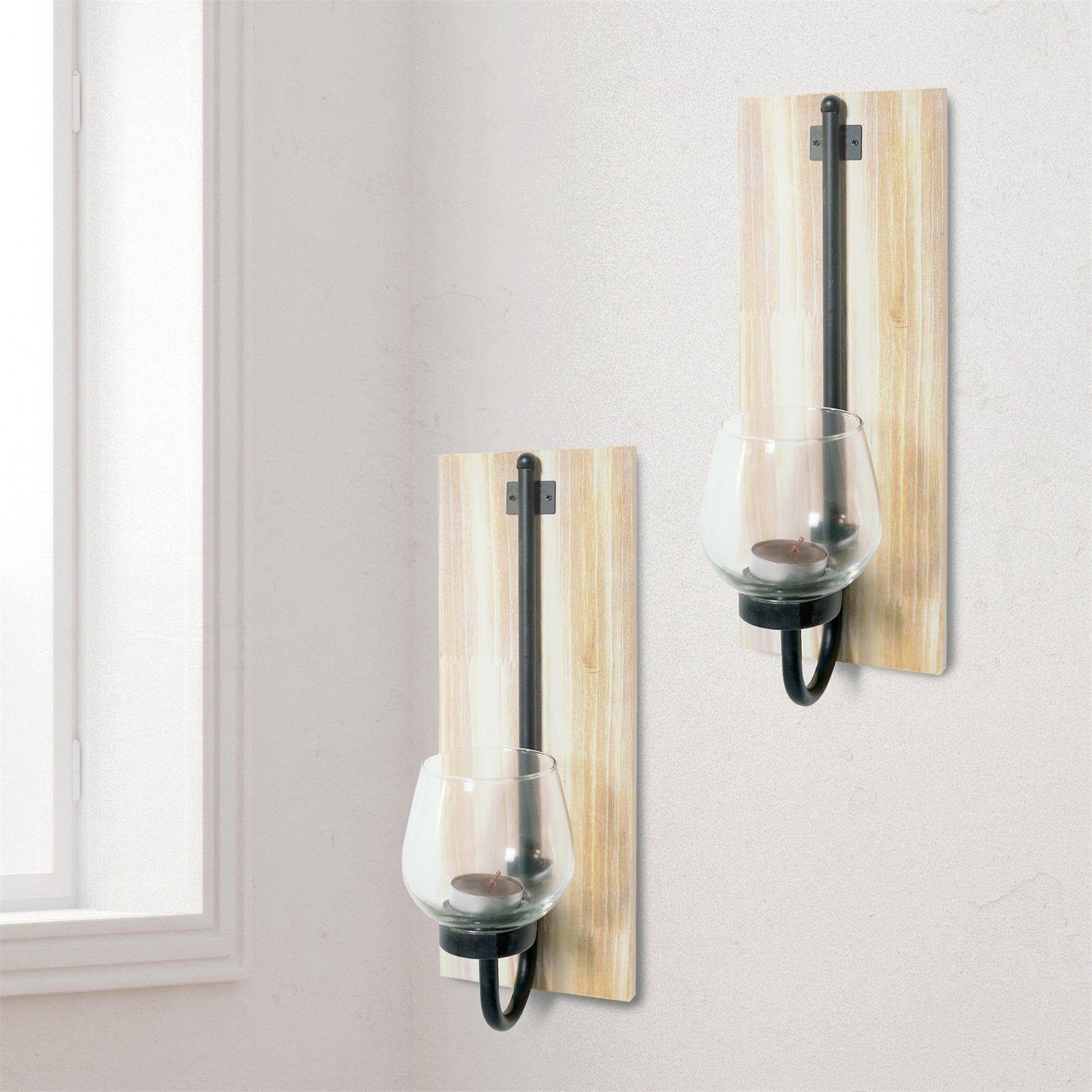 HTI-Line Teelichthalter Wandkerzenhalter 2er Set Viola günstig online kaufen