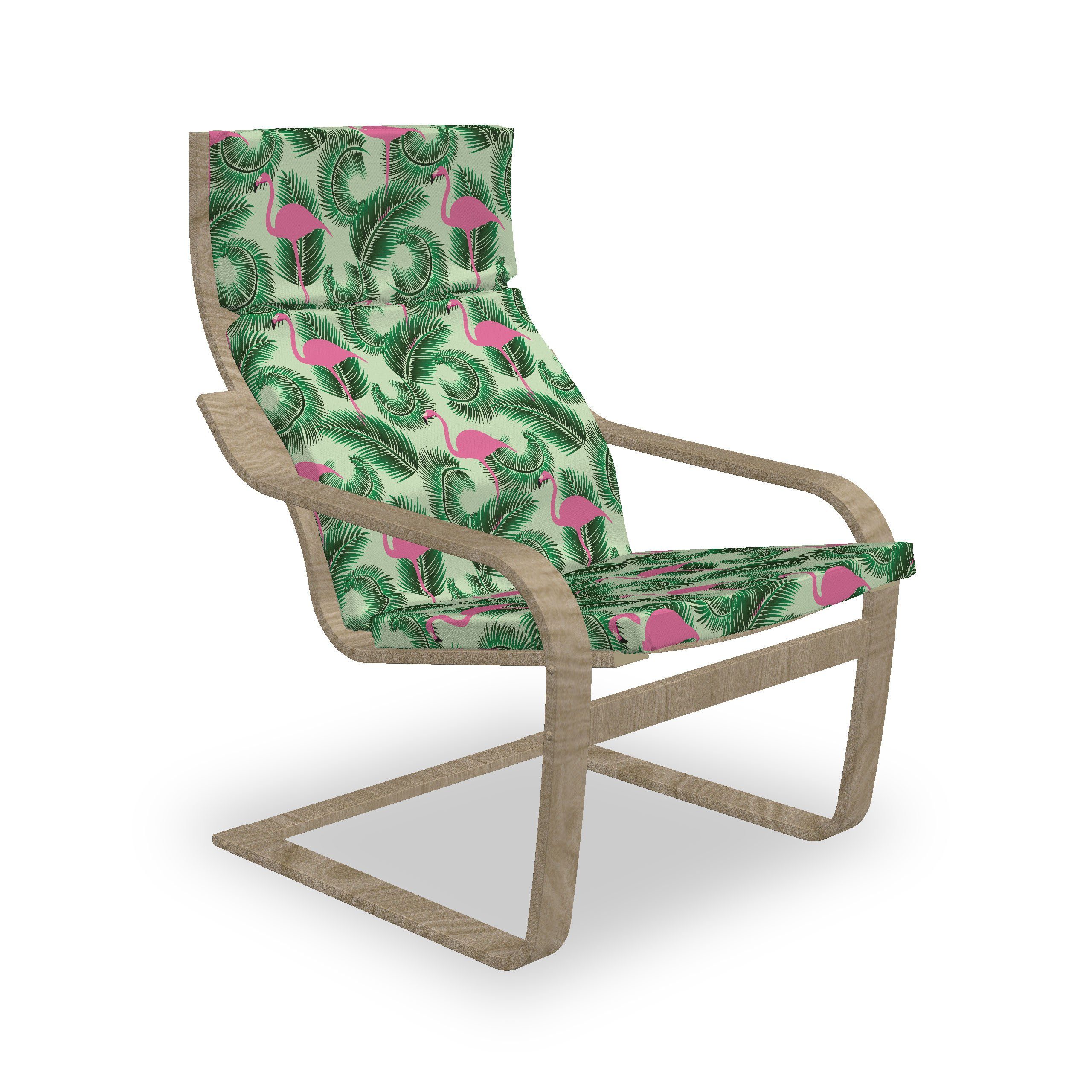 Abakuhaus Stuhlkissen Sitzkissen mit Stuhlkissen mit Hakenschlaufe und Reißverschluss, Flamingo Sommer tropischer Vogel Palm