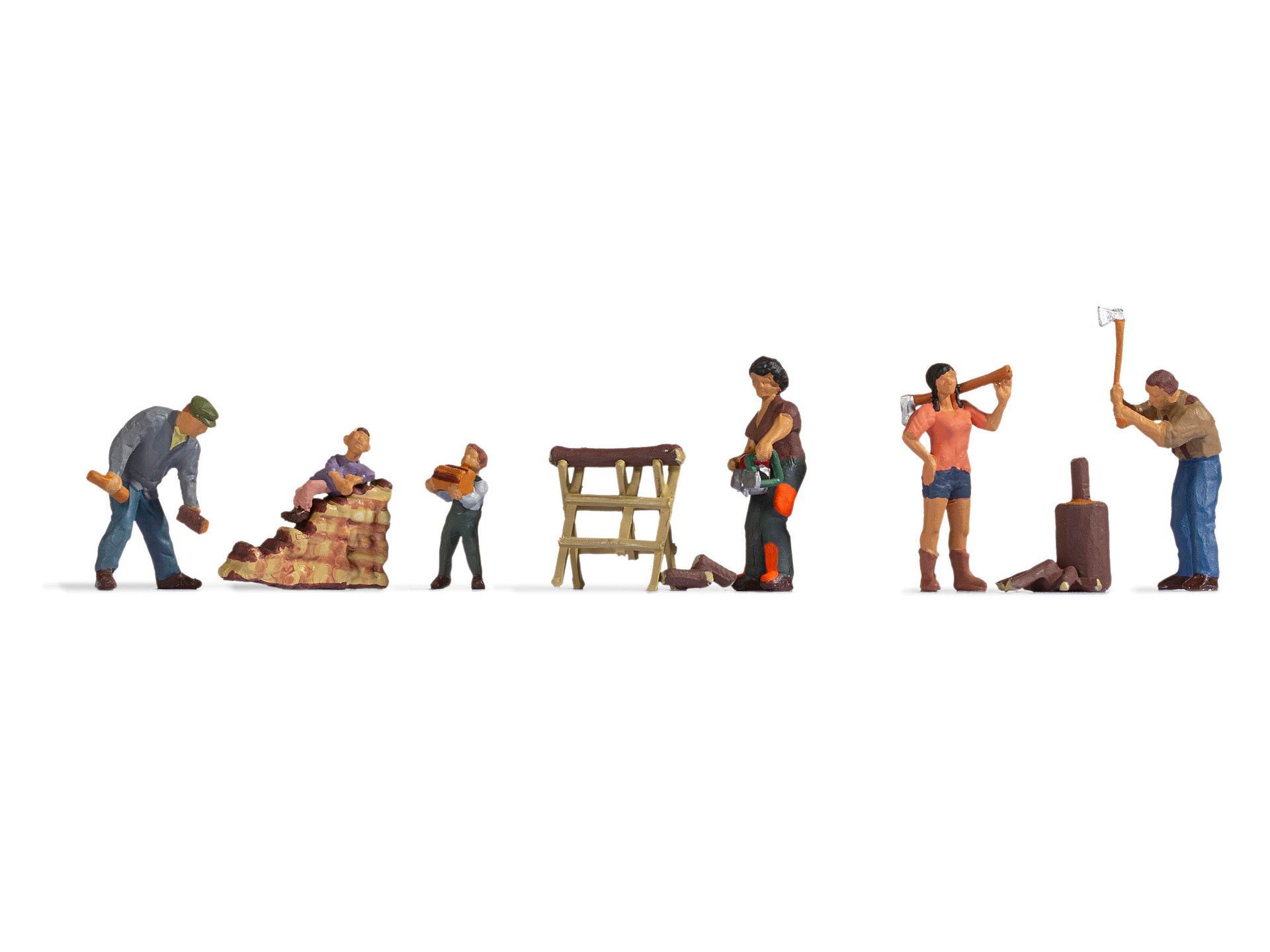 NOCH Krippen-Zubehör Holz machen, Figuren beim Holzhacken für Spur N, i