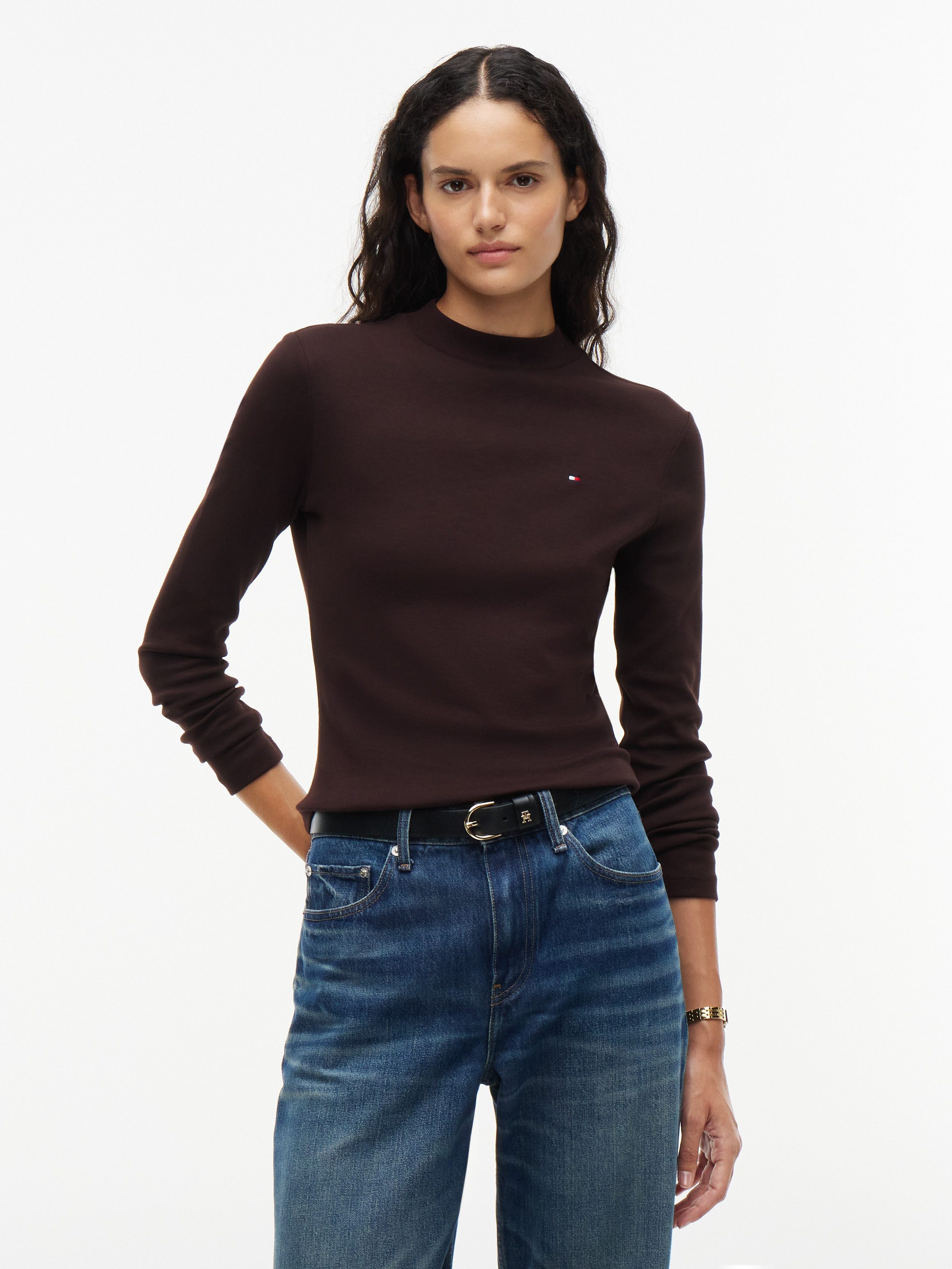 Tommy Hilfiger Langarmshirt SLIM CODY MOCK-NK LS Baumwolle, slim fit
