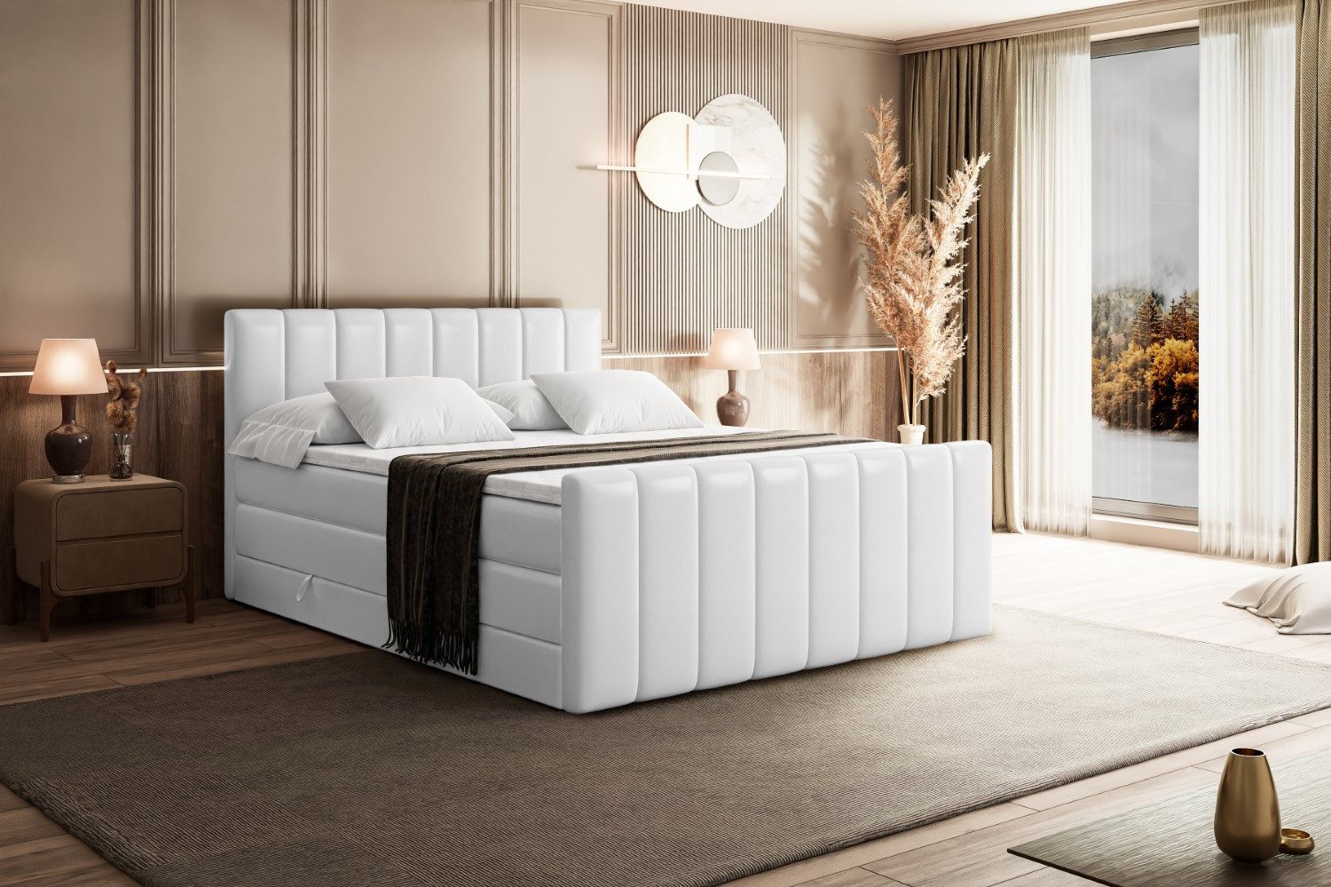 ALTDECOR Boxspringbett OTTA-Z KING (Multipocket-Matratze H4, H3 Matratze Bonellfederung, Topper, Kopfteil), Doppelbett mit Fußteil