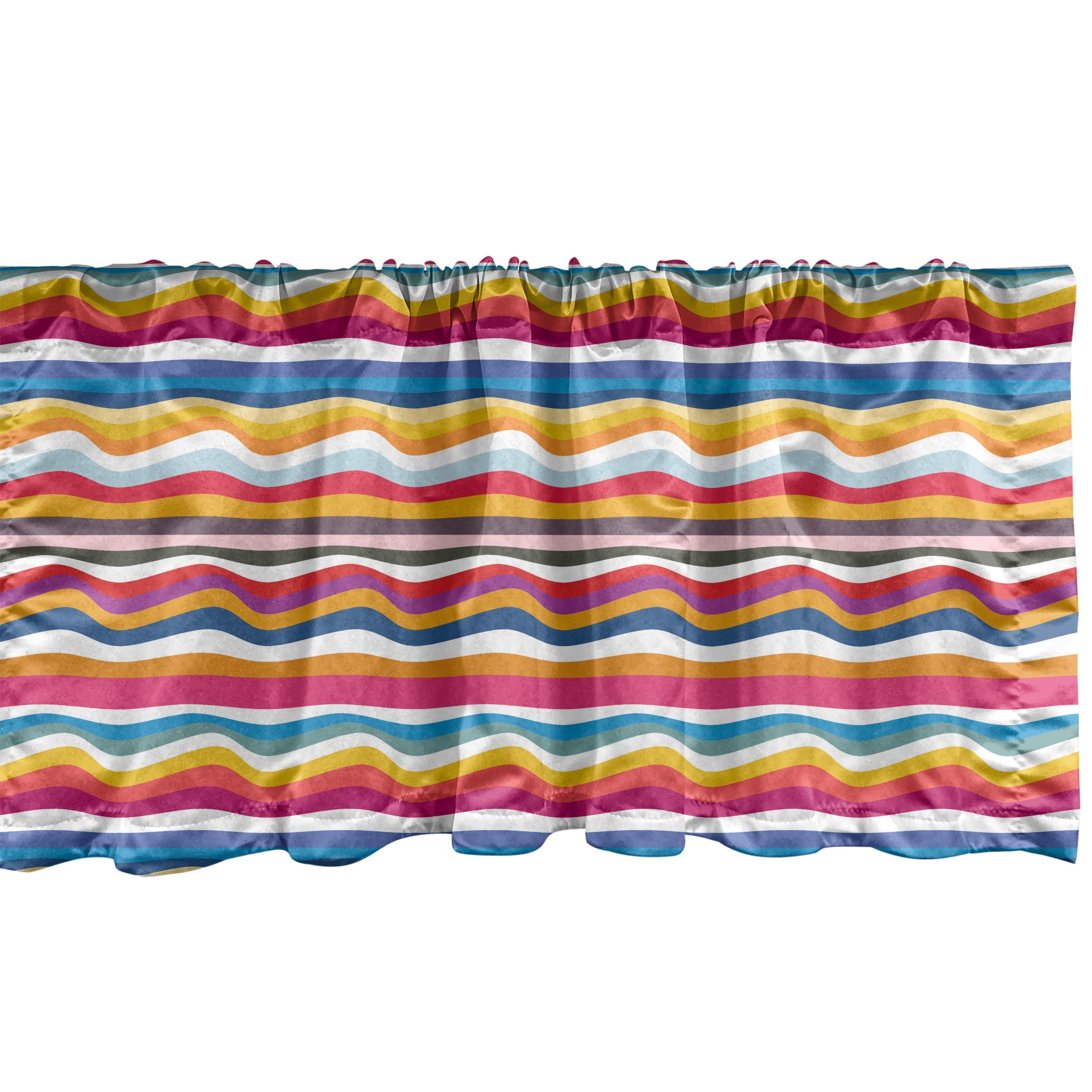 Scheibengardine Vorhang Volant für Küche Schlafzimmer Dekor mit Stangentasche, Abakuhaus, Microfaser, Bunt Wellen in verschiedenen Klangfarben | Scheibengardinen