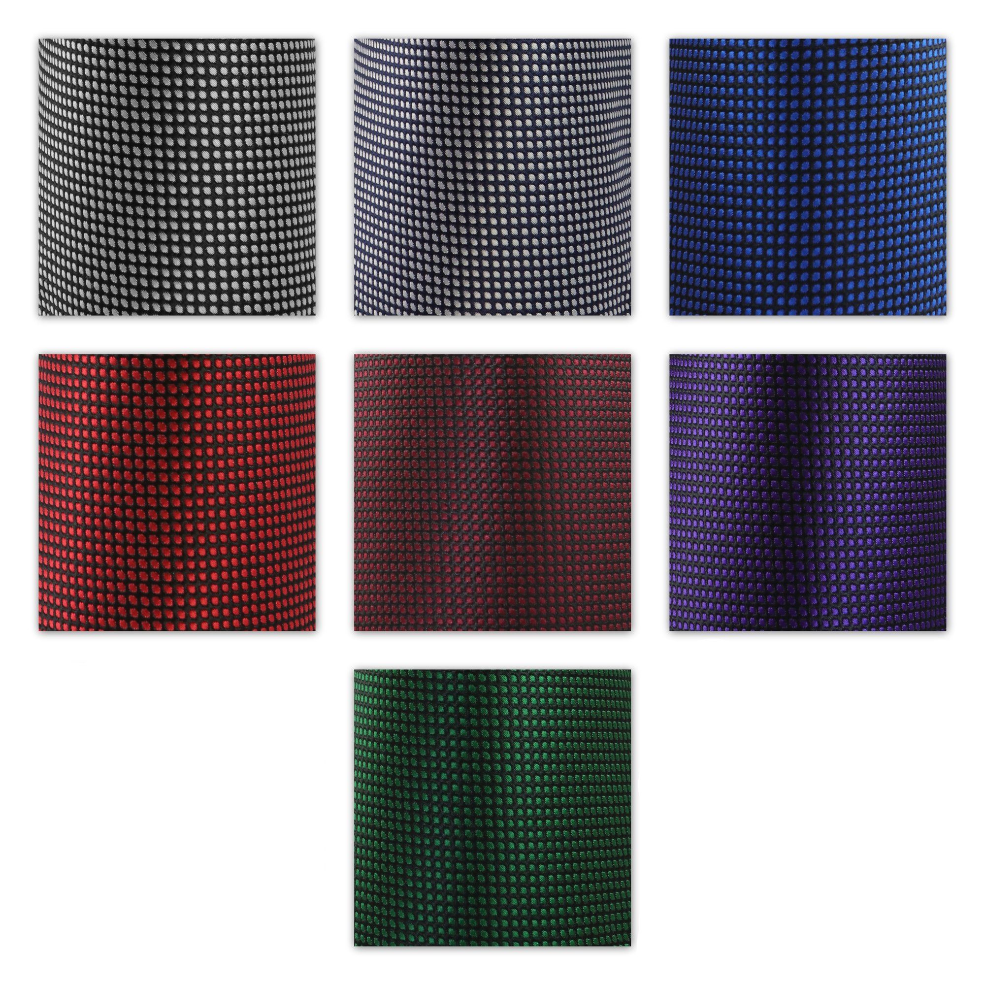 GASSANI Krawatte Hochzeitskrawatte Tuch Festlich Schmal, Karo Herren-Schlips Business (Set, 3-St., Krawattenset, mit Einstecktuch, Manschettenknöpfe) Kariert, Gepunktet, Punkte, Dots, Tupfen, Grid Struktur, Seide-Touch