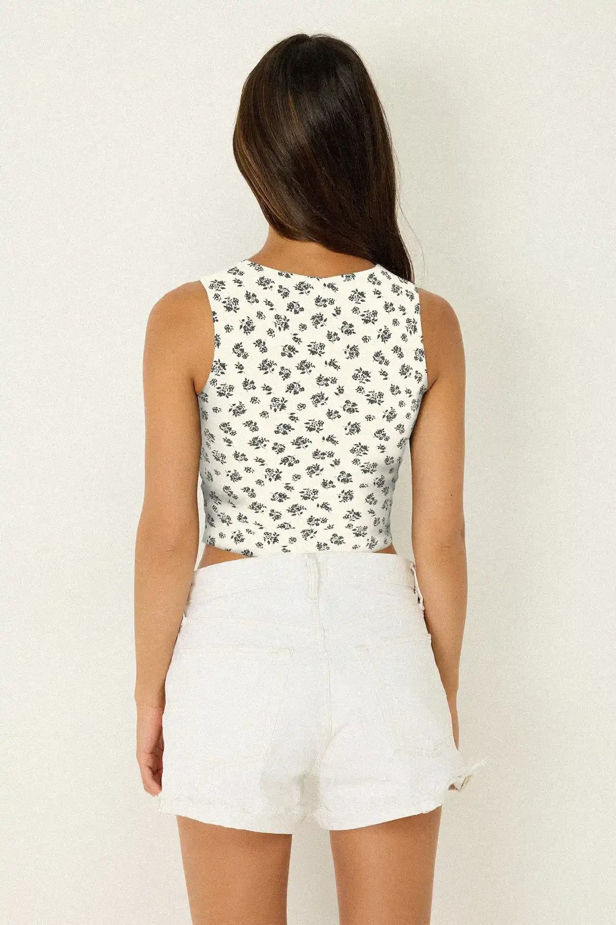 No Matter What T-Shirt Baumwoll-Crop-Top mit Blumenmuster