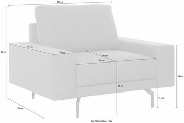 hülsta sofa Sessel hs.450, Armlehne breit niedrig, Alugussfüße in umbragrau, Breite 120 cm