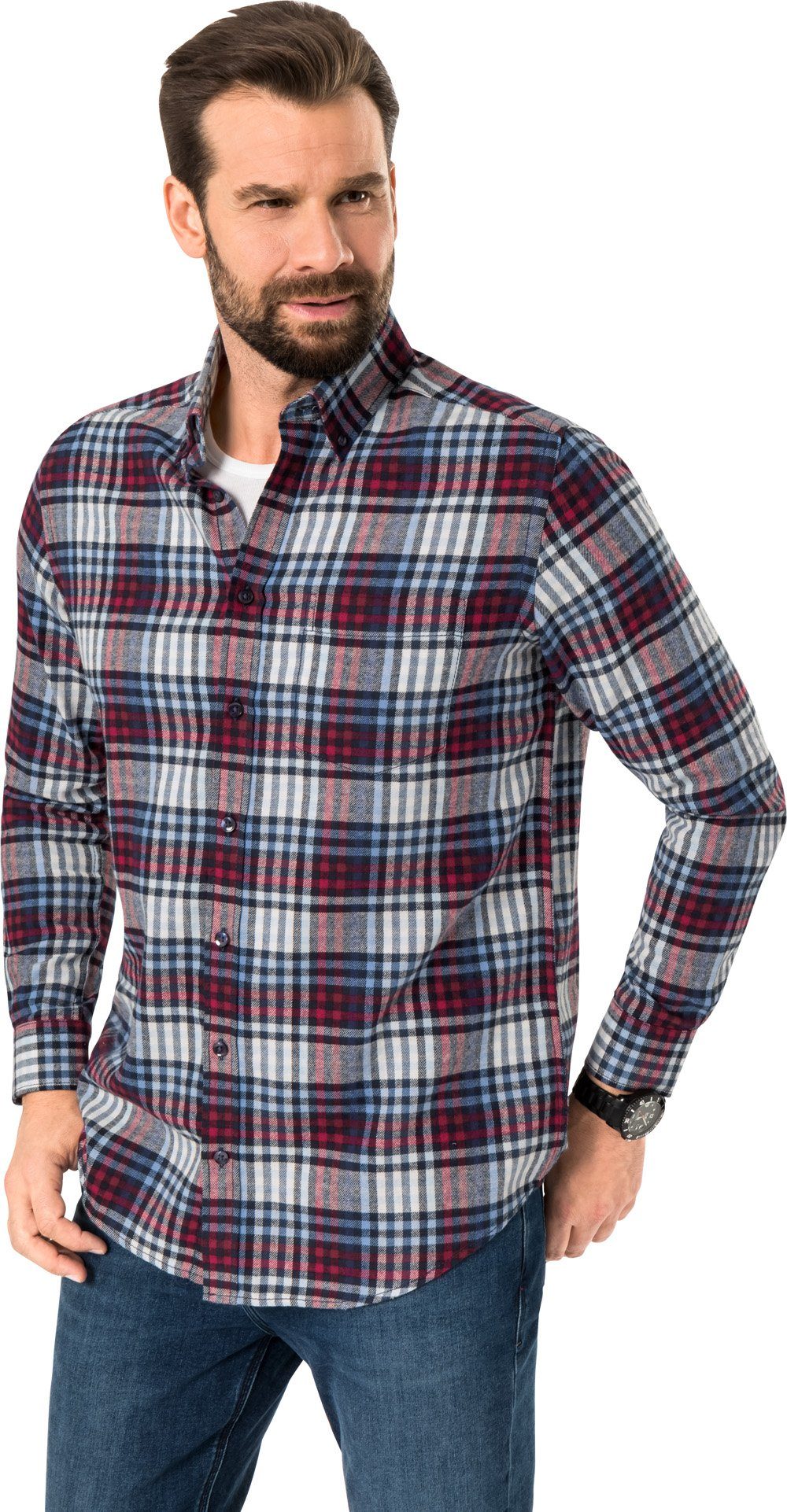 HENSON&HENSON Flanellhemd (3er Pack) mit wohltuendem Thermo-Effekt