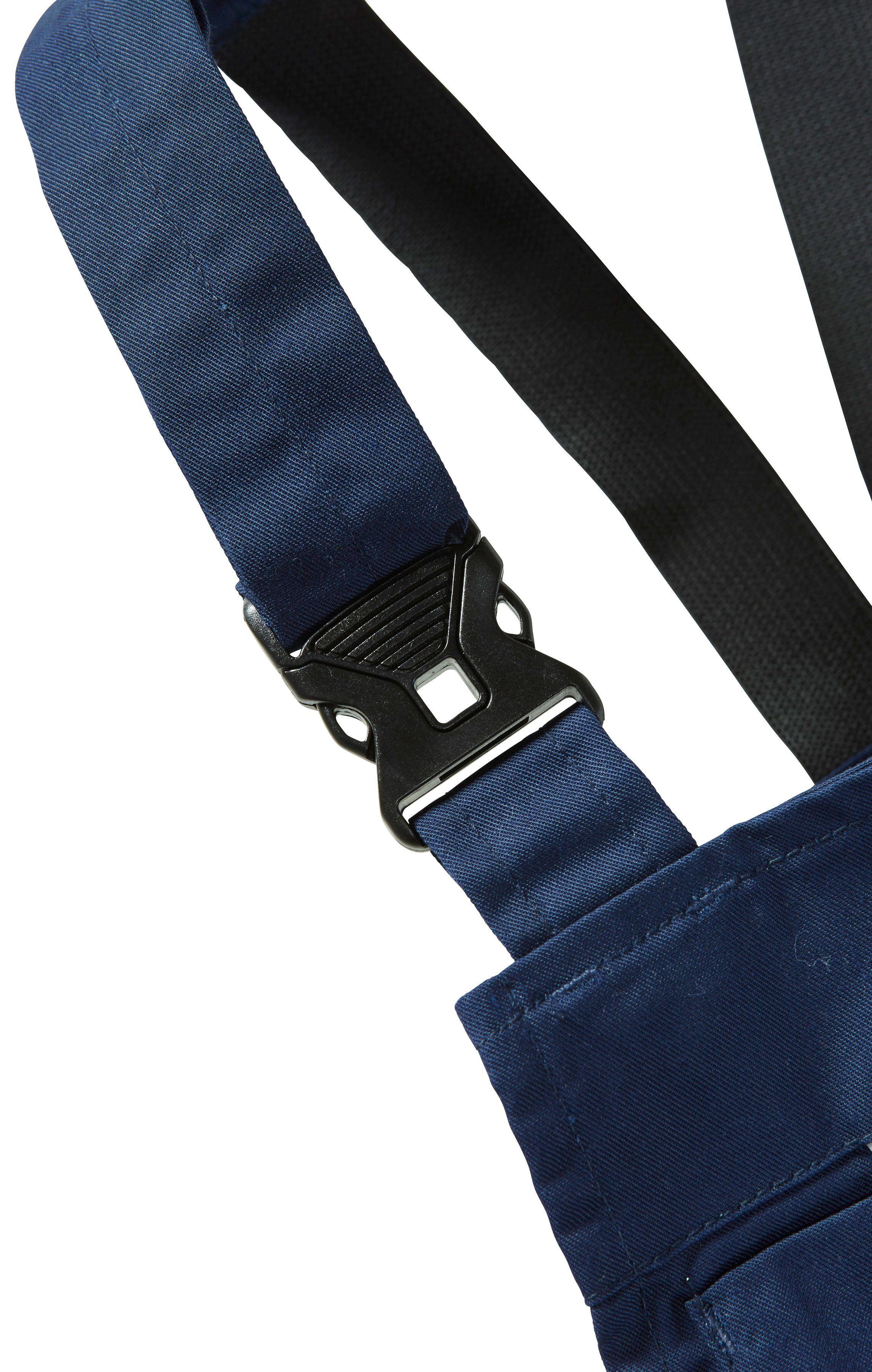 safety& Pull Latzhose more blau-schwarz mit Reflexeinsätzen