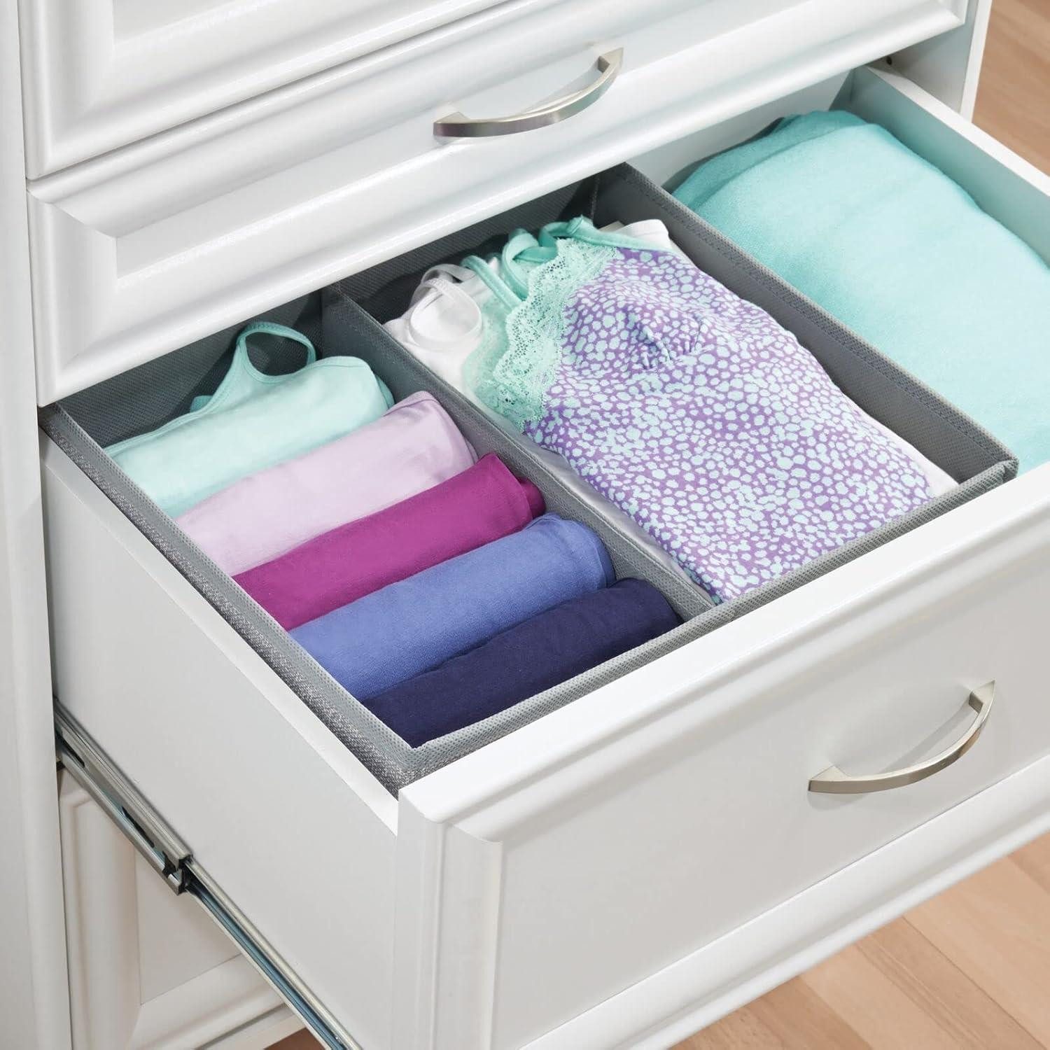 mDesign Aufbewahrungssystem 2er-Set Stoffbox mDesign Aufbewahrungskisten mit je 2 Fächer grau