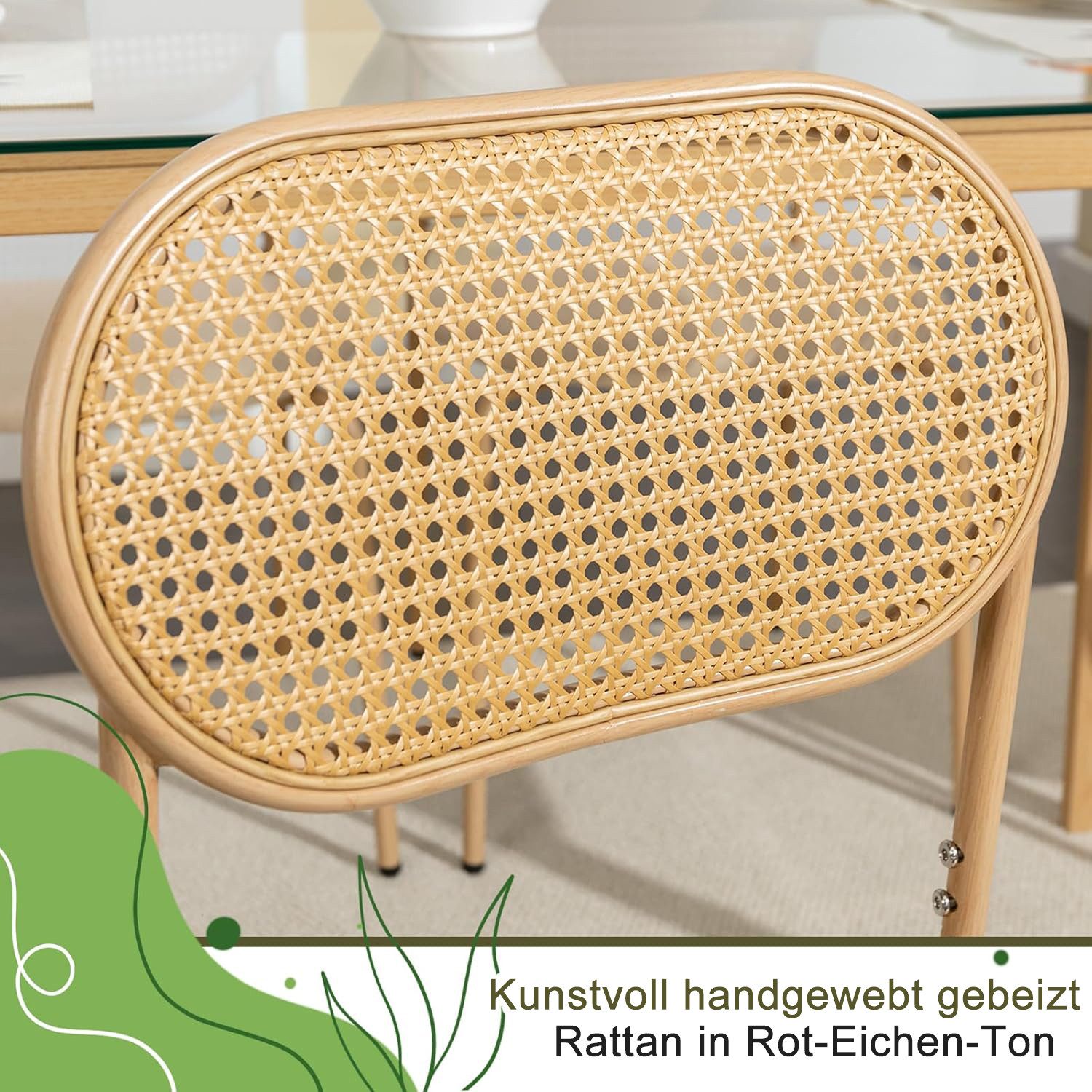 Furnishings Home Rattanstuhl 4-Fußstuhl Polsterstühle Esszimmerstuhl (2 tlg., 2 St), Polsterstühle, Metallbeine, Höhe 80.5 cm, Tragkraft 150kg
