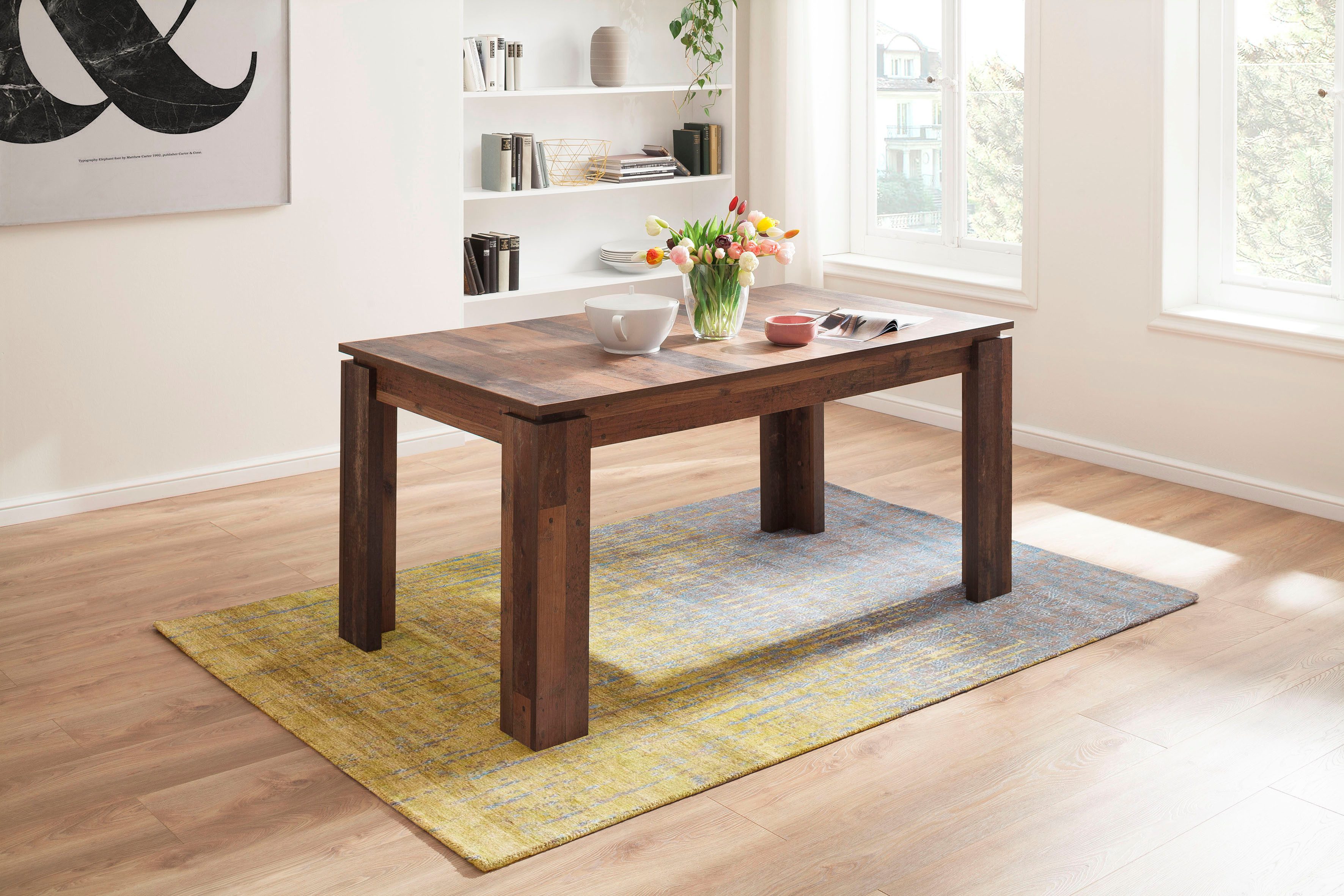 Home affaire Esstisch Tanum, Ausziehbarer Esszimmertisch 160-200 cm - Maße (B/T/H) 160/90/77 cm
