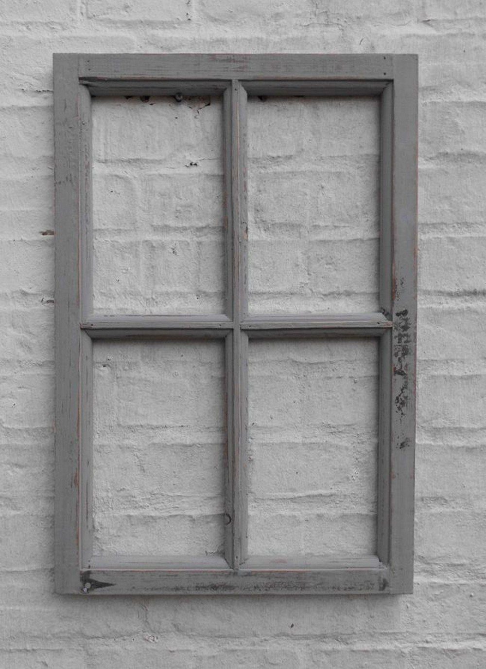 Bilderrahmen Fenster 60 Deko-Impression (1 grau Sprossenfenster x St) Holz Wanddekoobjekt Wanddekoration 40