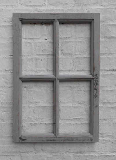 Deko-Impression Wanddekoobjekt Fenster Sprossenfenster Bilderrahmen Wanddekoration Holz grau 60 x 40 (1 St)