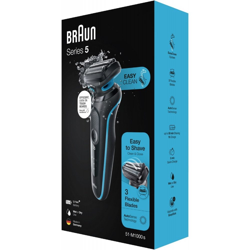 Braun Elektrorasierer Braun 51-M1000s Series 5 Rasierer in Schwarz/Mint.