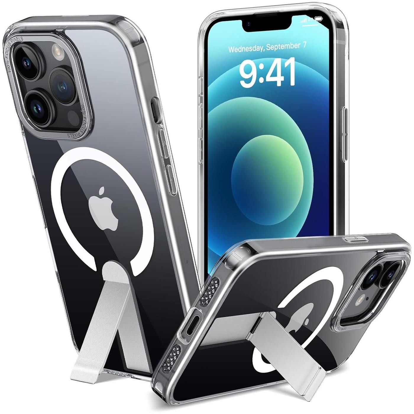 CoolGadget Handyhülle Kickstand Hybrid Hülle für iPhone 12 Pro Max 6,7 Zoll, Schutzhülle Militärschutz Ständer kompatibel mit MagSafe Magnetring