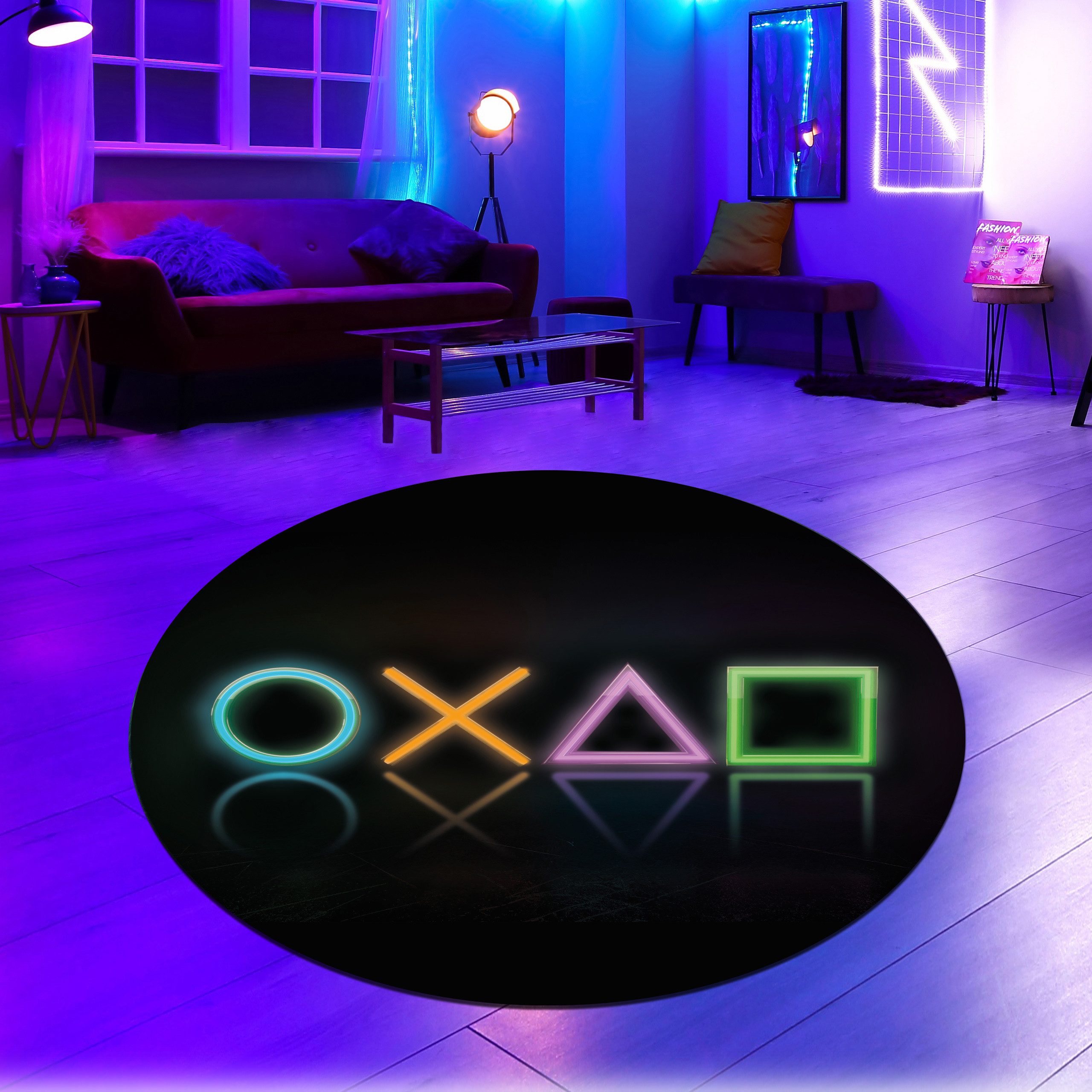 Carpetia Kinderteppich Rutschfester Gamingteppich im Neonfarbenen Muster, r günstig online kaufen