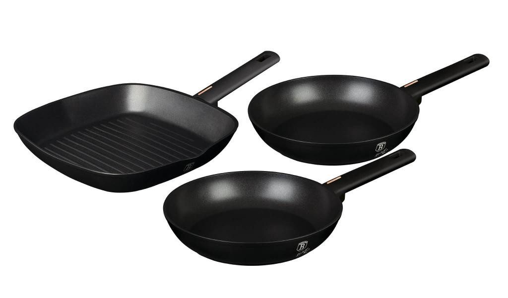 BerlingerHaus Сковороди-Set Bratpfannen Set 3-tlg. mit Grillpfanne, Aluminium
