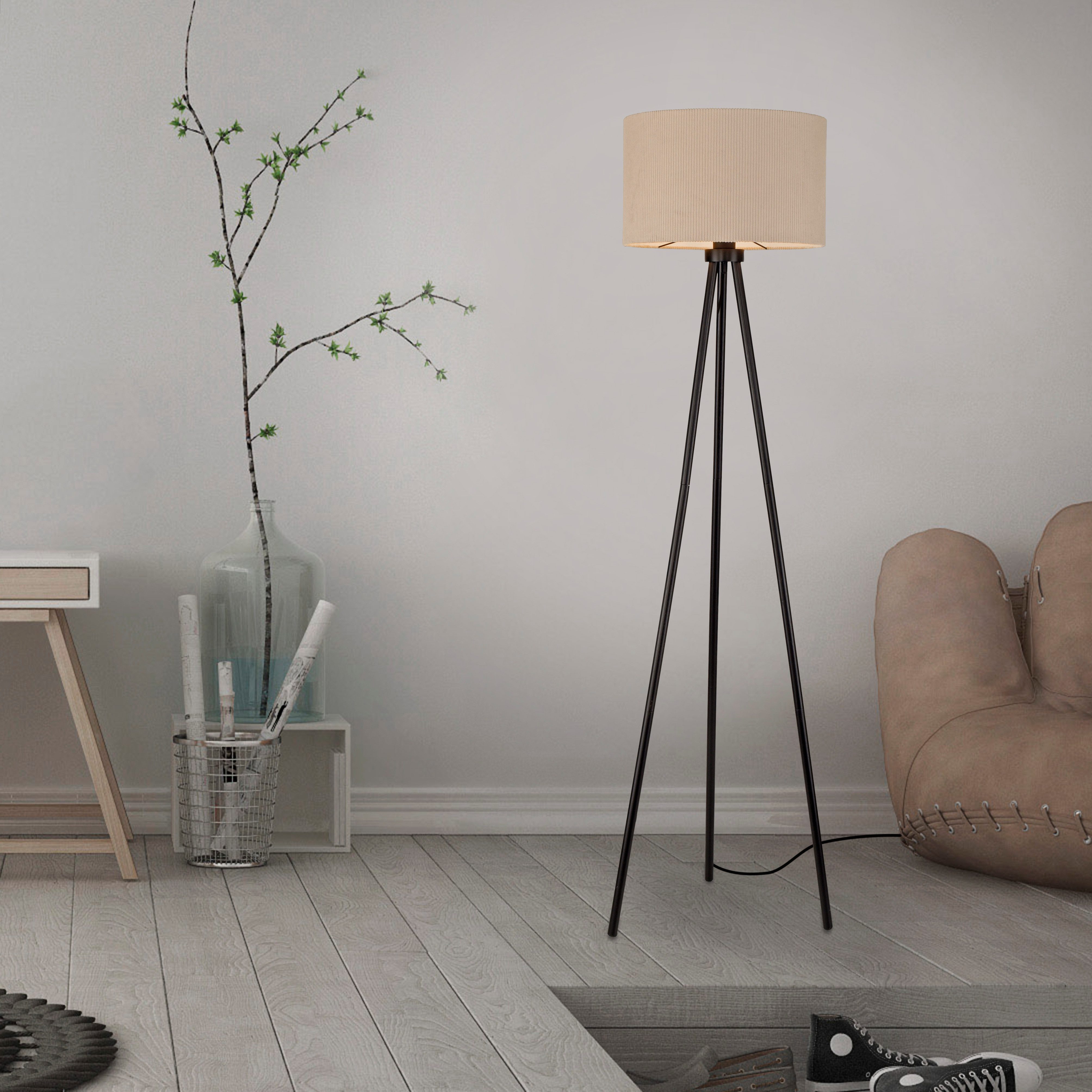 JUST LIGHT Stehlampe GREEN DURO, Ein-/Ausschalter, Leuchtmittel wechselbar, Warmweiß, ExklusiveE27, Schalter, Fußschalter