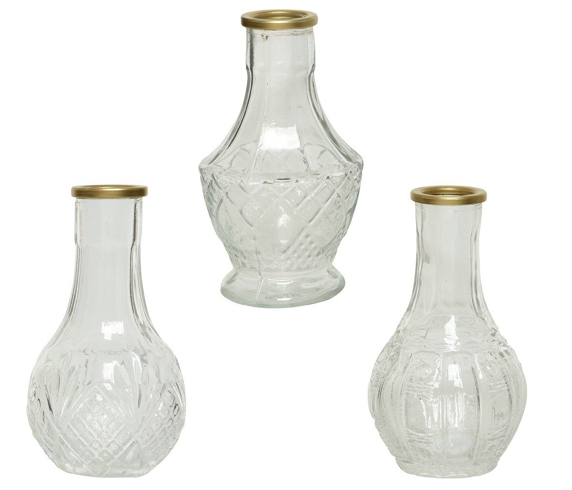 Decoris season decorations Dekovase, Vase Glas mit Goldrand 11.5cm, 1 Stück sortiert
