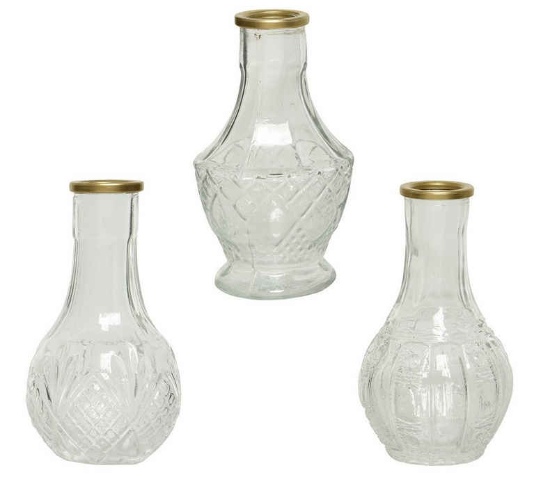 Decoris season decorations Dekovase, Vase Glas mit Goldrand 11.5cm, 1 Stück sortiert