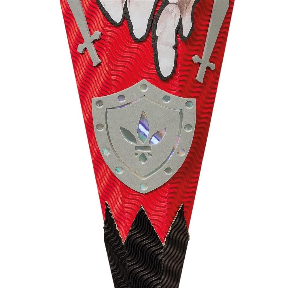 Roth Schultüte Bastelset Feuerdrache, 68 cm, eckig, mit Kreppverschluss, Zuckertüte zum Basteln, Rot