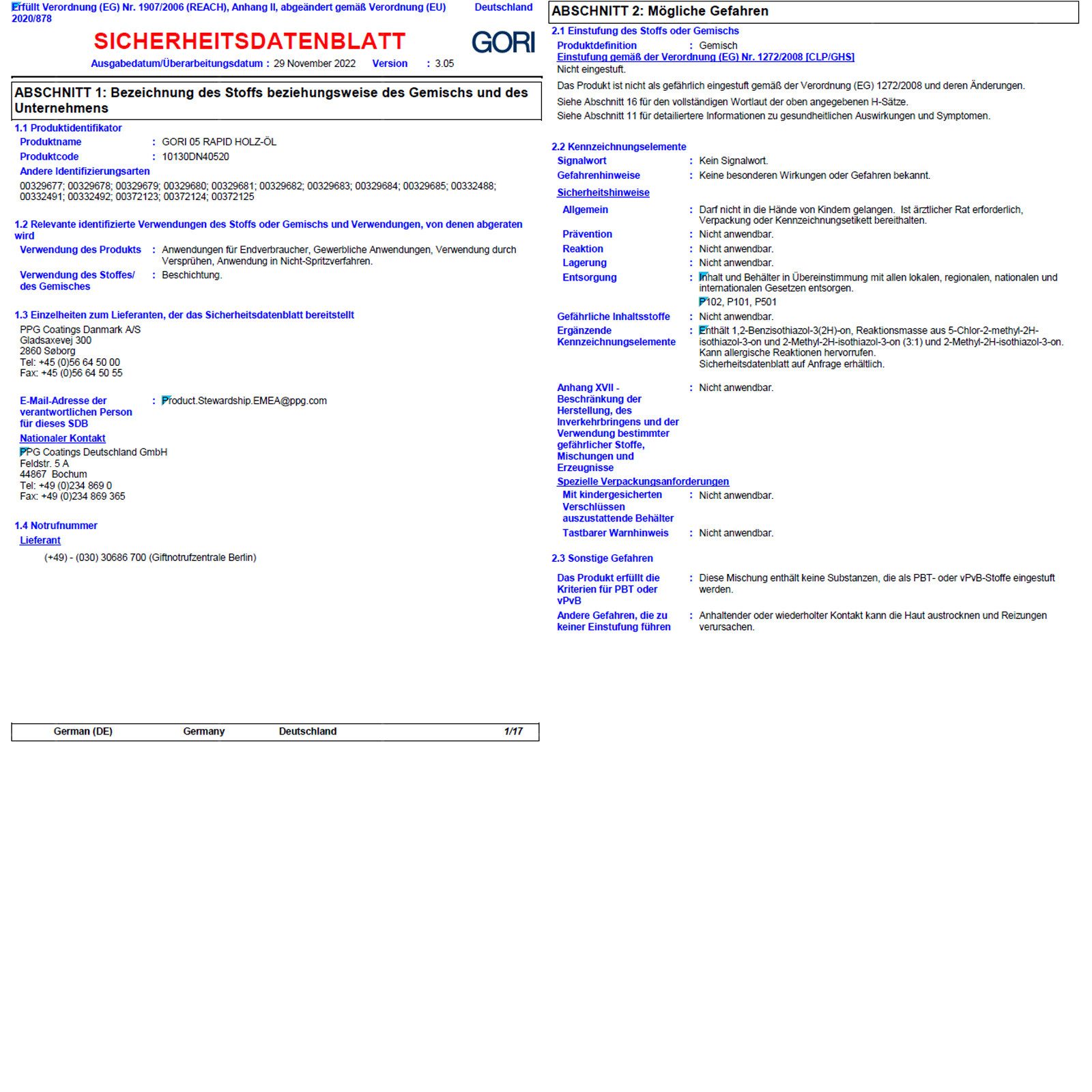 GORI Holzöl 05 Rapid Holzöl - 2.5 Ltr