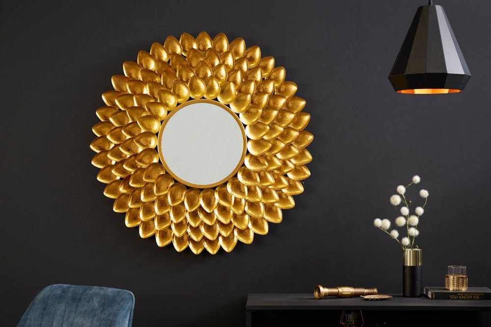 riess-ambiente Wandspiegel FLOWER XL 90cm gold (Einzelartikel, 1-St),  Wohnzimmer · Metall · rund · Blumendesign · mit Rahmen · Handmade