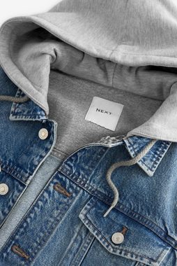 Next Jeansjacke Denim-Jacke mit Jersey-Ärmeln und Kapuze (1-St)