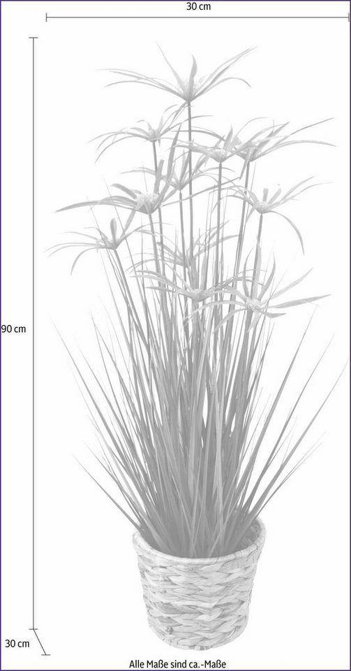 Kunstpflanze Zyperngras in Wasserhyazinthentopf Zyperngras, I.GE.A., Höhe  90 cm