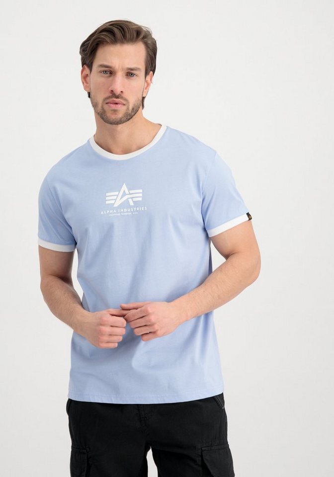 Alpha Industries T-Shirt Basic T Contrast Ml, Alpha Logo Plastisol Druck  auf der Brust