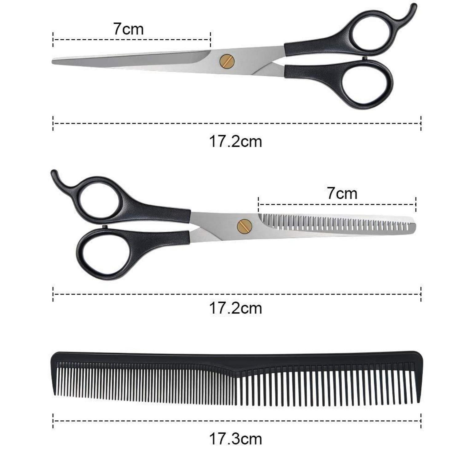 LuxusKollektion Scheren-Set Haarschere Set Profi-Komplettset Schwarz Edelstahl Friseurscheren