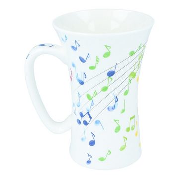 Könitz Becher "Flying Notes", Mega Mug aus Porzellan mit bunten Noten und geschwungenen Notenlinien