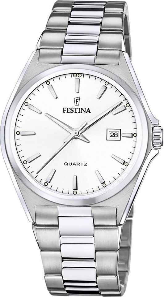 Festina Quarzuhr Festina Herrenuhr Klassik, (Analoguhr), Herren Armbanduhr rund, Edelstahlarmband silber, Casual