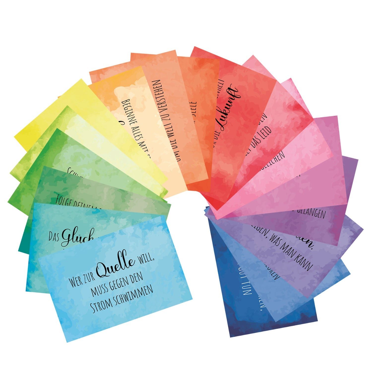 Logbuch-Verlag Klappkarte 38 bunte Sprüchekarten Motivationskarten Regenbogen Affirmation 8,5 x