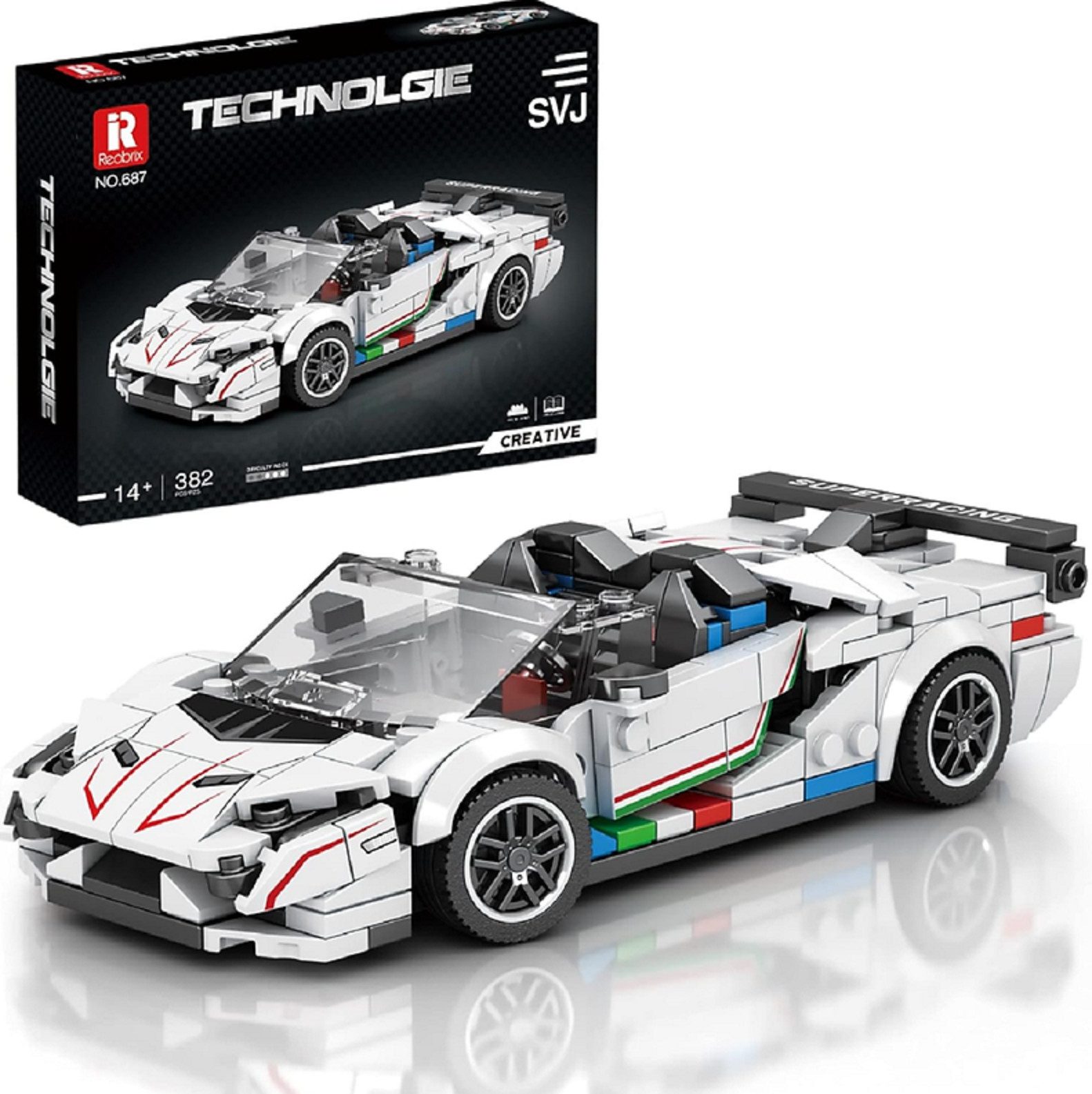 Reobrix 687 Aventador SVJ Speed Champion 382 Teile Konstruktions-Spielset