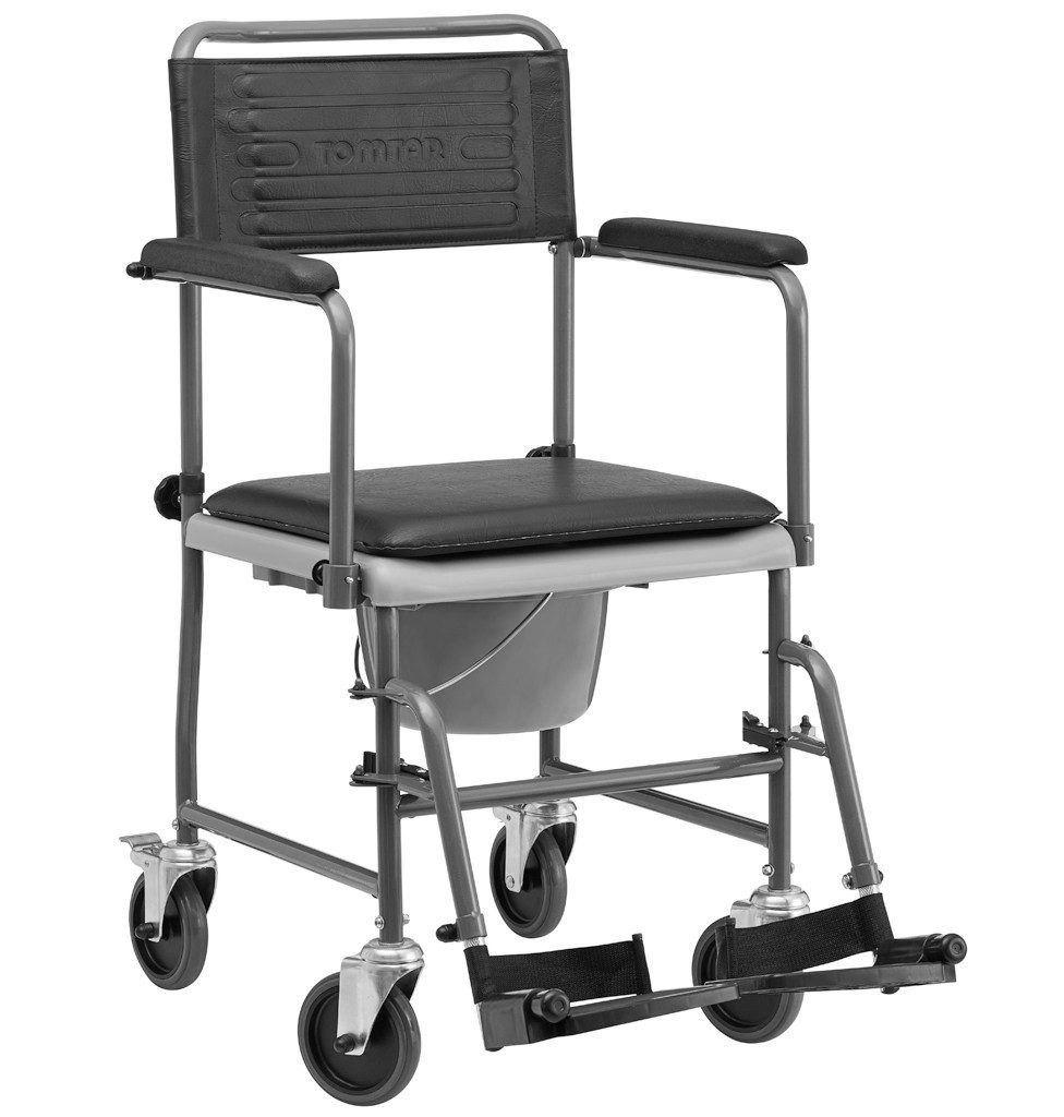 Dietz Group Toiletten-Rollstuhl TSU-2 für Senioren und eingeschränkte Personen Made in Germany, Vielseitige Einsatzmöglichkeiten, PVC-gepolstert, Mit Eimer, Fahrbar